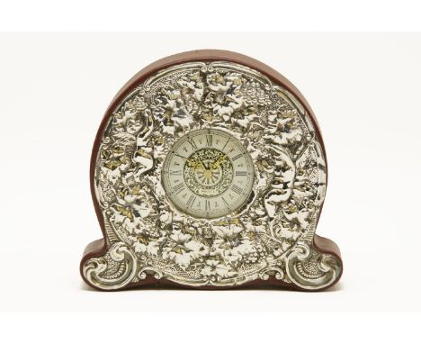 A silver framed mantle clock, 16cm high
