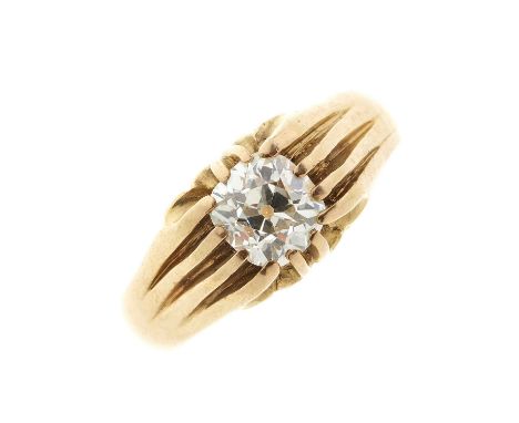 An early 20th century 18ct gold old-cut diamond single-stone band ring, diamond estimated weight 2.10ct, H-I colour, VS clari