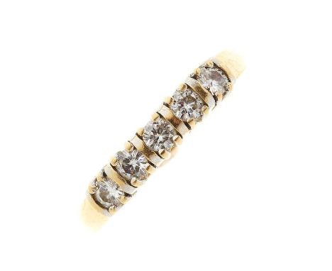 An 18ct gold brilliant-cut diamond five-stone ring, estimated total diamond weight 0.35ct, G-H colour, VS clarity, hallmarks 