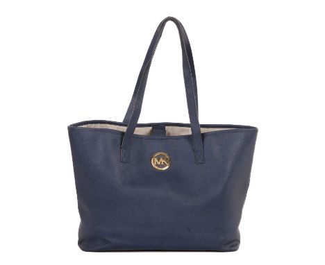 Michael Kors, a Jet Set travel tote, crafted from blue saffiano leather, featuring the maker's gold-tone front logo plaque, w