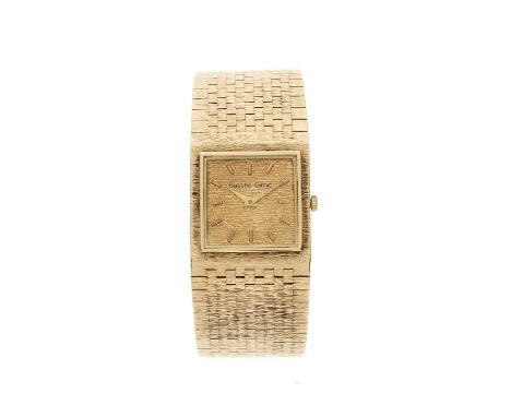 Bueche-Girod, a 9ct gold bracelet watch, signed manual wind movement calibre 7001, hallmarks for London 1976, fitted to an in