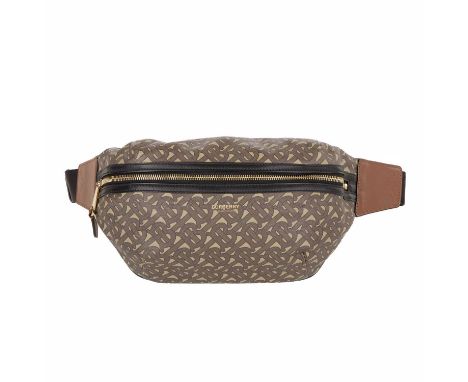Burberry, a TB monogram belt bag, crafted from the maker's new environmentally conscious e-canvas, designed with the latest T