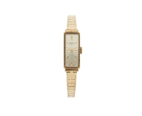 Rotary, a 9ct gold bracelet watch, case numbered 923287, unsigned manual wind movement, import marks for London 1963, fitted 