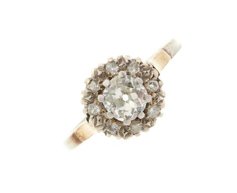 An early 20th century 18ct gold old-cut diamond cluster ring, estimated total diamond weight 0.55ct, principal diamond estima
