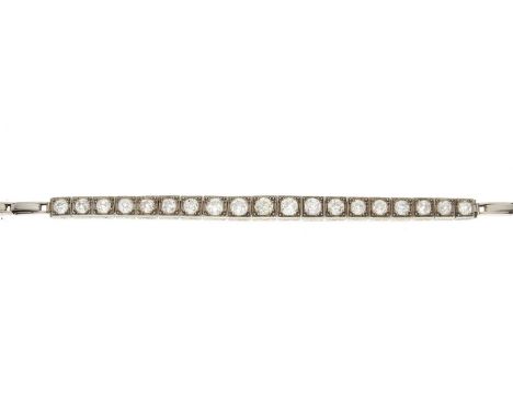 An Edwardian 18ct gold graduated old-cut diamond line bracelet, with expanding sides, estimated total diamond weight 4.50ct, 