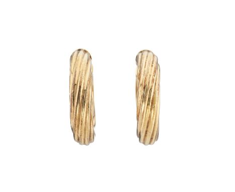 A pair of 9ct gold twist hoop earrings, import marks for London, outer diameter 3.4cm, 6.8g Overall good conditionSome light 