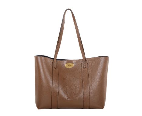 Mulberry, a tan Bayswater tote, crafted from grained tan leather, featuring two slim leather shoulder straps, a polished gold