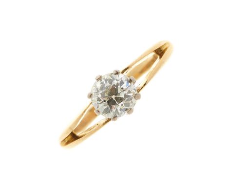 An early 20th century 18ct gold old-cut diamond single-stone ring, diamond estimated weight 0.75ct, I-J colour, VS2-SI1 clari