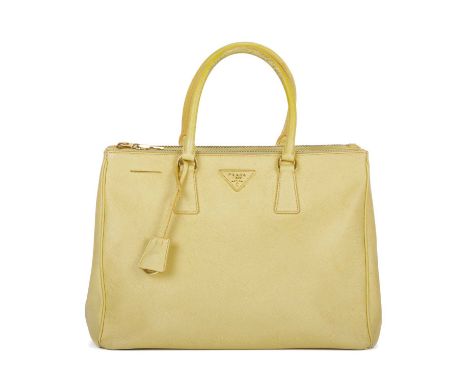Prada, a Galleria handbag, crafted from pale yellow saffiano leather, with gold-tone hardware, maker's front triangular logo 