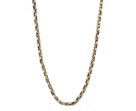 A 9ct gold longuard chain, with lobster clasp, stamped 9ct, length 73cm, 12.9gOverall good conditionSome light marks and scra