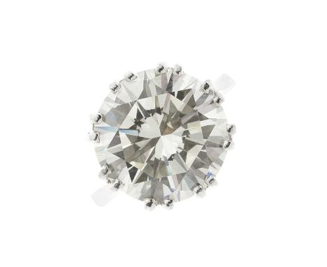 An impressive 18ct gold brilliant-cut diamond single-stone ring, diamond weight 7.21ct, estimated K-L colour, SI clarity, ban
