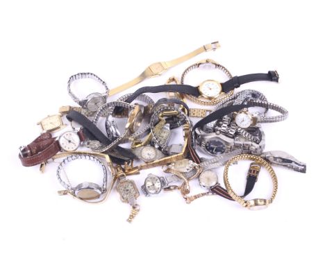 A collection of ladies wrist watches. Including a Timex, Intersoll, Seiko, Sekonda and more