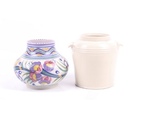 Two early 20th century ceramic items. Including Carter, Stabler and Adams c1925 Poole Pottery vase with pink interior and bas