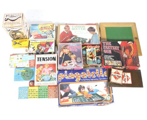 A collection of board games. Including Chad Valley Walt Disney's Cine Projector, Pingatelle, Kiddypic Pirate and more, the ma