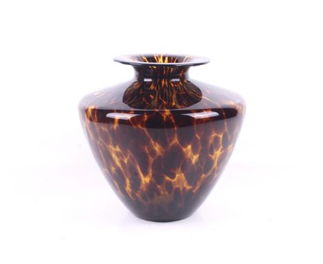 A contemporary 'Art Deco' design mottled glass baluster vase. Unmarked. H27cm