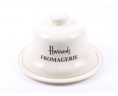 A vintage Harrods ceramic cheese dish. Glazed in cream and marked 'Harrods Fromagerie', H17cm