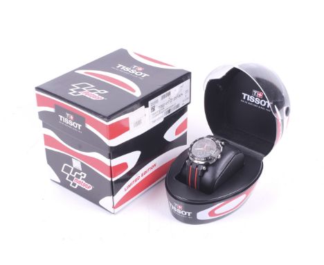 A Tissot 'Moto GP' gentleman's sports wristwatch. The dial having three subsidiary watch and a date aperture, red and black r