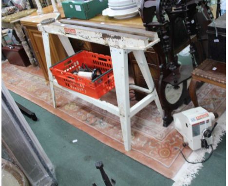 AN ELECTRIC LATHE WITH ACCESSORIES, branded 'Axminster Power Tool Centre' 