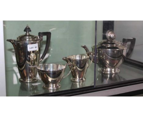 A MAPPIN &amp; WEBB SILVER PLATED FOUR-PIECE TEA SET of Art Deco design 