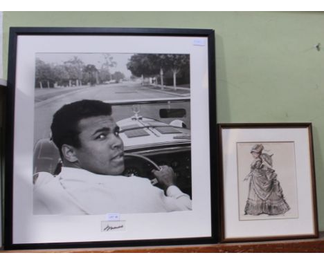 A LIMITED EDITION GLAZED &amp; FRAMED PHOTOGRAPHIC PORTRAIT OF MUHAMMAD ALI, taken from the Jeff Koons tribute book Goat, sig