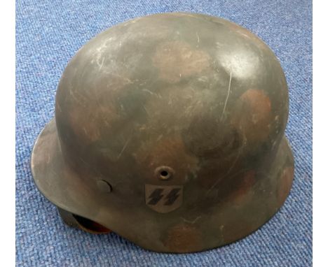 WW2 German with Double SS Helmet with Lining and Chin Strap. =Good condition. All autographs come with a Certificate of Authe