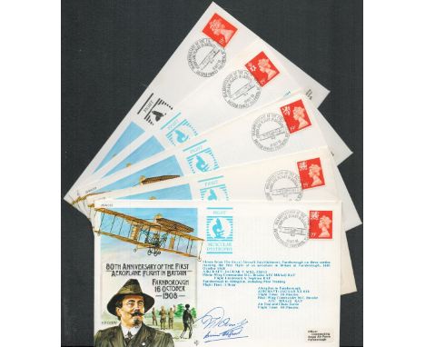 Aviation. Collection of Five 80th anniversary of the first aeroplane flight in Britain FDCs JS (AC) 32. Four are Signed. All 