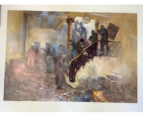 David Shepherd OBE, Bn 1931, by and after, 16 Princess Gate, 5th May 1980, the final as the last of the terrorists is dealt w