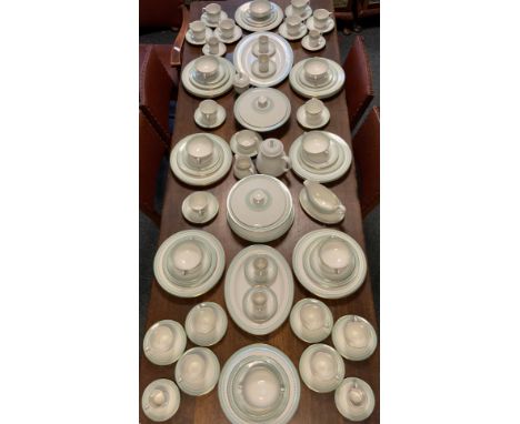 A Royal Doulton Berkshire pattern dinner, tea and coffee service, for eight, printed marks 
