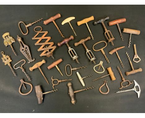 Corkscrews - a 1920s U M multitool corkscrew, others bullshead, concertina action, folding, bottle opener etc (30) 