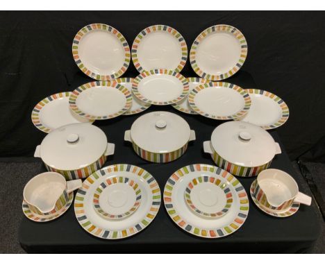 A Midwinter Mexicana pattern part dinner set designed by Jessie Tait;  Alfred Meakin Vogue part tea set etc 