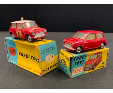 Toys &amp; Juvenalia - Corgi Toys 225 Austin Se7en (Seven), red body, lemon yellow interior, spun ridged hubs, boxed and Corg