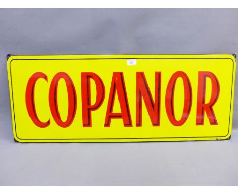 Copanor yellow and red enamel sign of rectangular form, 97 x 39cm 