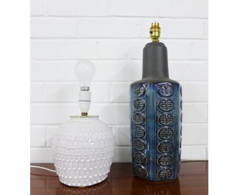 Two Danish pottery table lamp bases to include Einar Johanson for Soholm Stentoj and another, tallest 45cm (2) 