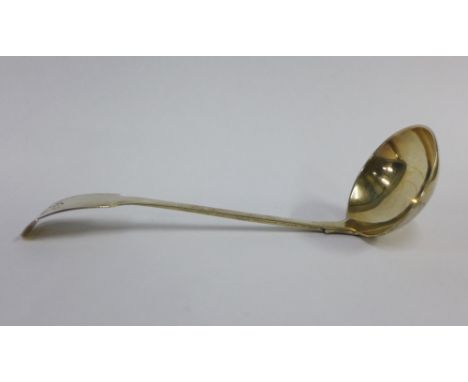 19th century Scottish provincial silver toddy ladle, George Elder, Banff,  c1835,  fiddle pattern with engraved initial F,  M