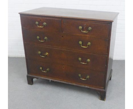 19th century oak chest, the rectangular top over two short and three long drawers, on bracket feet, 98 x 110 x 56cm 