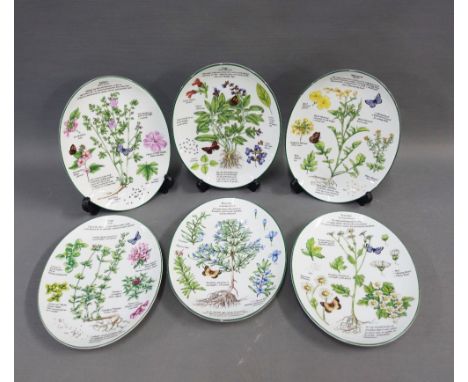 Set of six Worcester Herbs oval dishes, 22 x 17cm (6)
