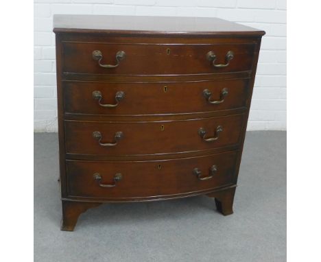 Mahogany bow front chest of drawers of small proportions, 75 x 70cm 