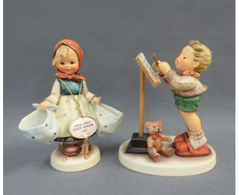 Goebel Millennium pottery figure 'Little Maestro' and another with final Issue 1997 tag, tallest 15cm (2)