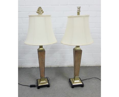 Pair of modern table lamp bases and shades, (2)