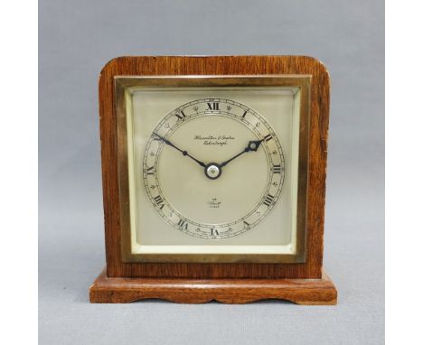 Elliot mantle clock retailed by Hamilton &amp; Inches of Edinburgh, 14 x 14cm 