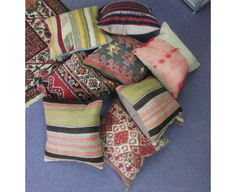 VINTAGE KILIM CUSHIONS, eight examples in various sizes and designs.