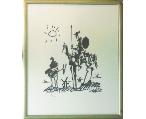AFTER PABLO PICASSO, 'Don Quixote and Sancho Panza', lithograph on Arches paper, signed in the plate, 65cm x 50cm, framed and