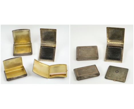 SMALL SILVERWARES, comprising an Asprey memo pad, gold banded cigarette case and snuff box, cigarette case. (4) 