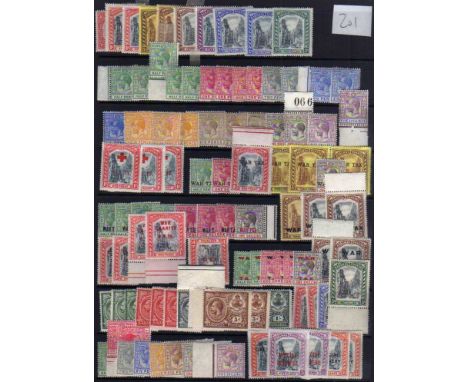 BAHAMAS: KG5 OG COLLECTION INCLUDING 1911-19 SET, 1912-19 TO 5/-, WAR TAX 1918 FIRST TYPE 1/-, WAR CHARITY 1d INVERTED WATERM