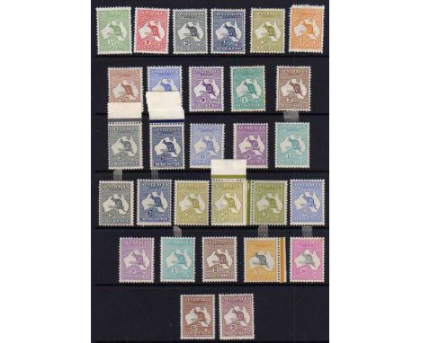 AUSTRALIA: 1913 - 24 KANGAROOS MINT SELECTION, FIRST WATERMARK TO  2/-, SECOND WATERMARK TO 1/-, THIRD WATERMARK TO 10/- (TON