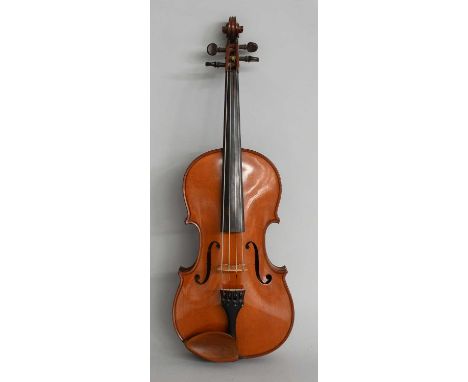 Viola 15 1/2" two piece back, ebony fingerboard, no label, casedNo visible cracks or repairs, some marks to finish from usage