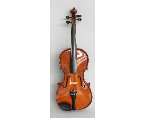 Viola 16" two piece back, ebony fittings, labelled 'Rudolph Fiedler Unhost Bohemia 1995', cased