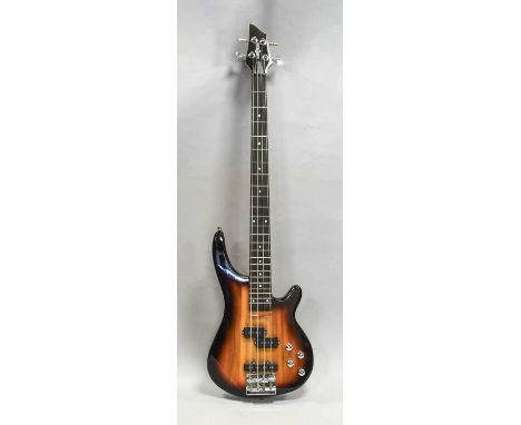 Gear4Music Bass Guitar in soft case; together with Eden EC15 Bass Amplifier 180W; Subzero PMIX8-MP powered mixer with a pair 