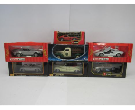 Seven boxed large scale diecast vehicles to include Tonka Polistil 1:18 Lamborghini Countach and 1:16 Porsche 911 Turbo, Mais