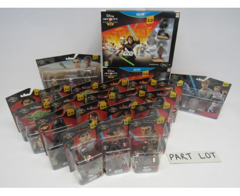 Two boxed Disney Infinity 3.0 Star Wars Starter Packs for the Nintendo Wii-U console, boxes appear sealed, together with thre